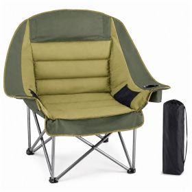 Oversized Heavy Duty Camping Chair, 500 lbs Capacity, Foldable Outdoor Seat with Cup Holder & Side Pockets, Portable Lawn Seat for Outdoor Activi