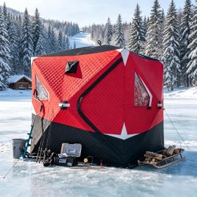 Outdoor Portable Ice Fishing Tent,Winter Fishing Shelter,Insulated Outdoor Winter Camping Tent,Spacious Portable Winter Ice Fishing Tent Shelter