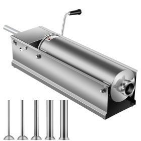 Manual Sausage Stuffer, 7 L / 15 LBS Horizontal Sausage Machine, Dual-Speed Meat Stuffer, Made of Food-Grade 304 Stainless Steel