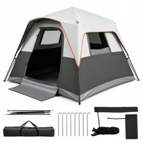 Gray Light-Blocking Outdoor Cabin Tent, Large 9x9ft Interior Windproof Rainfly Tent with Carry Bag Ground Stakes Ropes for Family Group Camping (Option: Default Title)